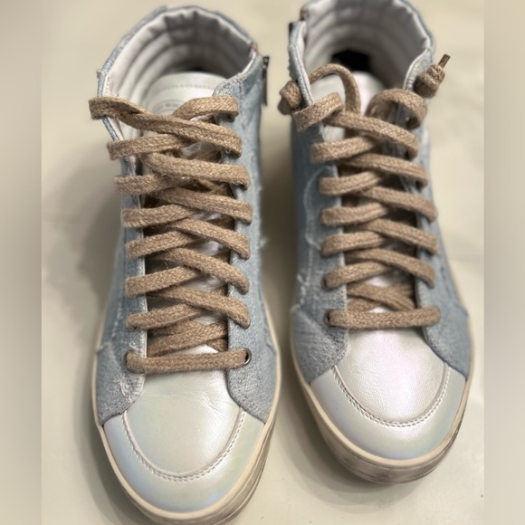 P448 Skate White/ Gravel High Top Italian Sneakers Anthropologie - Picture 3 of 11